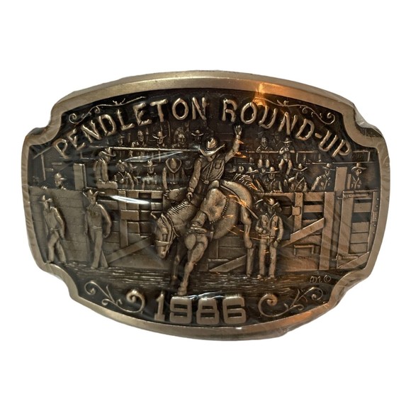 Pendleton Other - Pendleton Roundup 1986 ADM Award Design Solid Brass Vintage Belt Buckle Wrapped